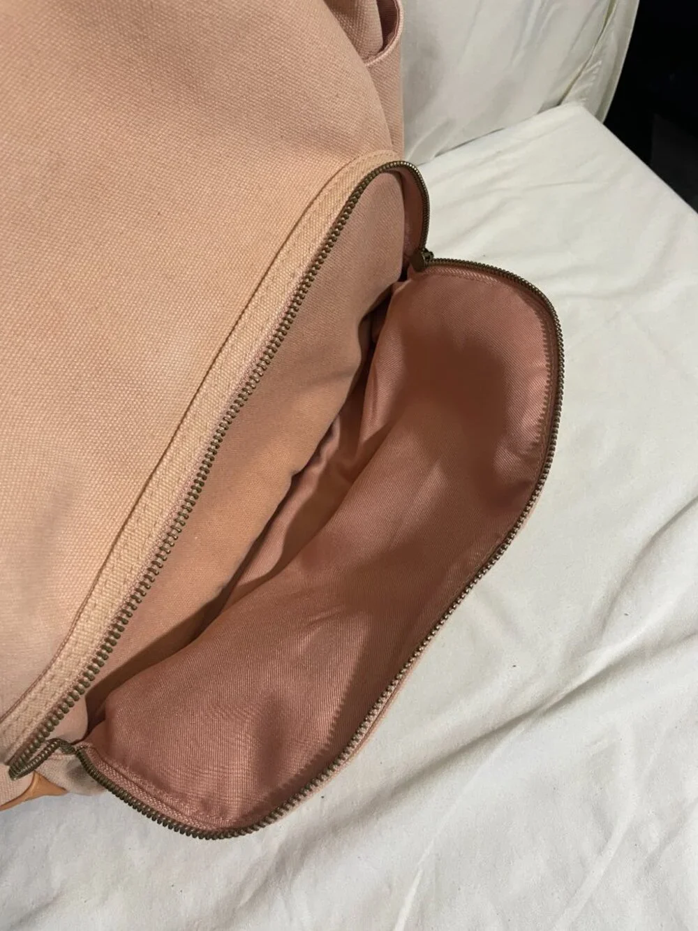 Universal Thread Pink Canvas Backpack Tan Faux Leather Trim 16” School Travel